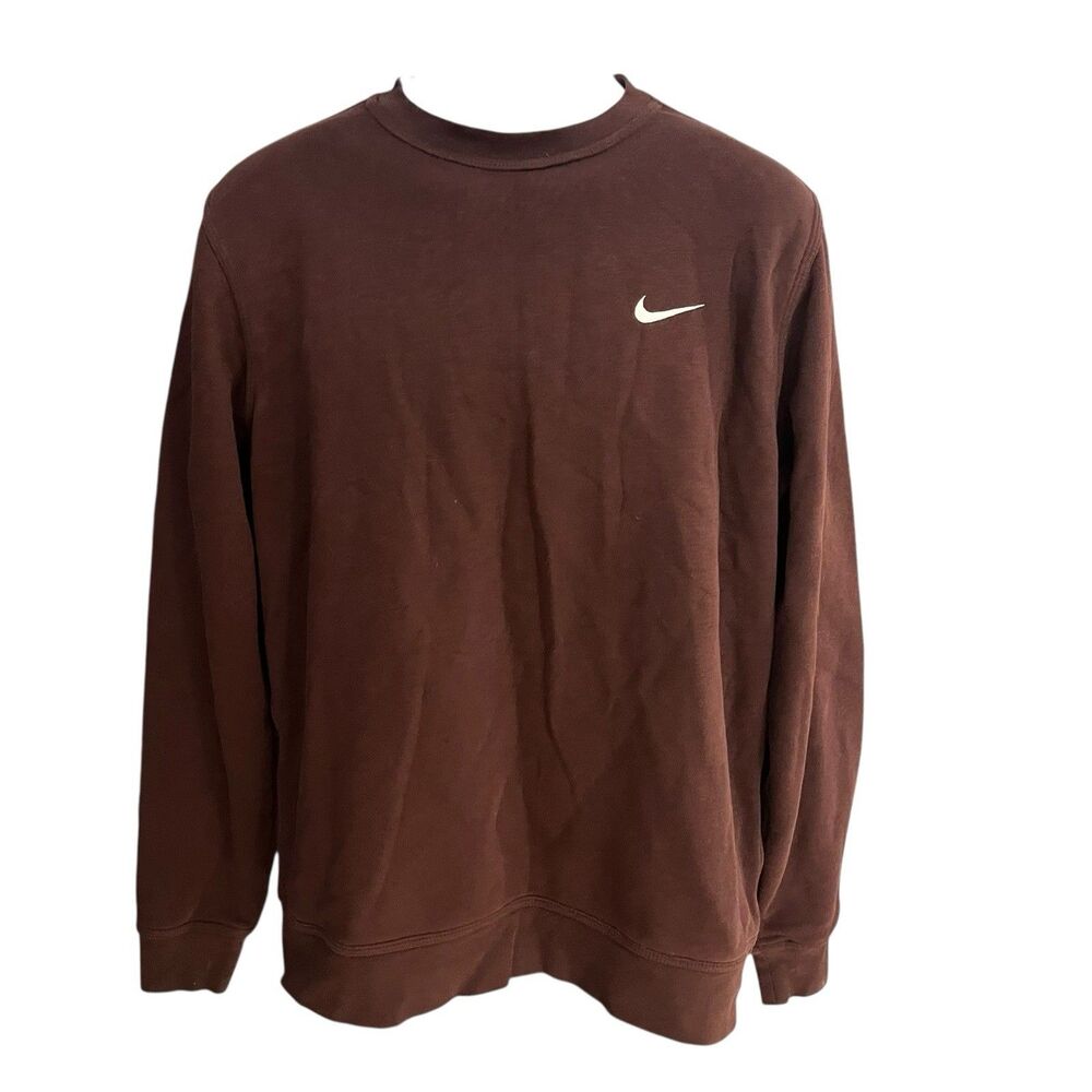 Nike Brown Crewneck Sweatshirt with White Swoosh